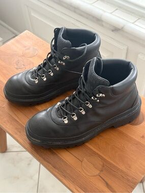 Dior Men's Black Leather Hiker Boots with Steel Hardware